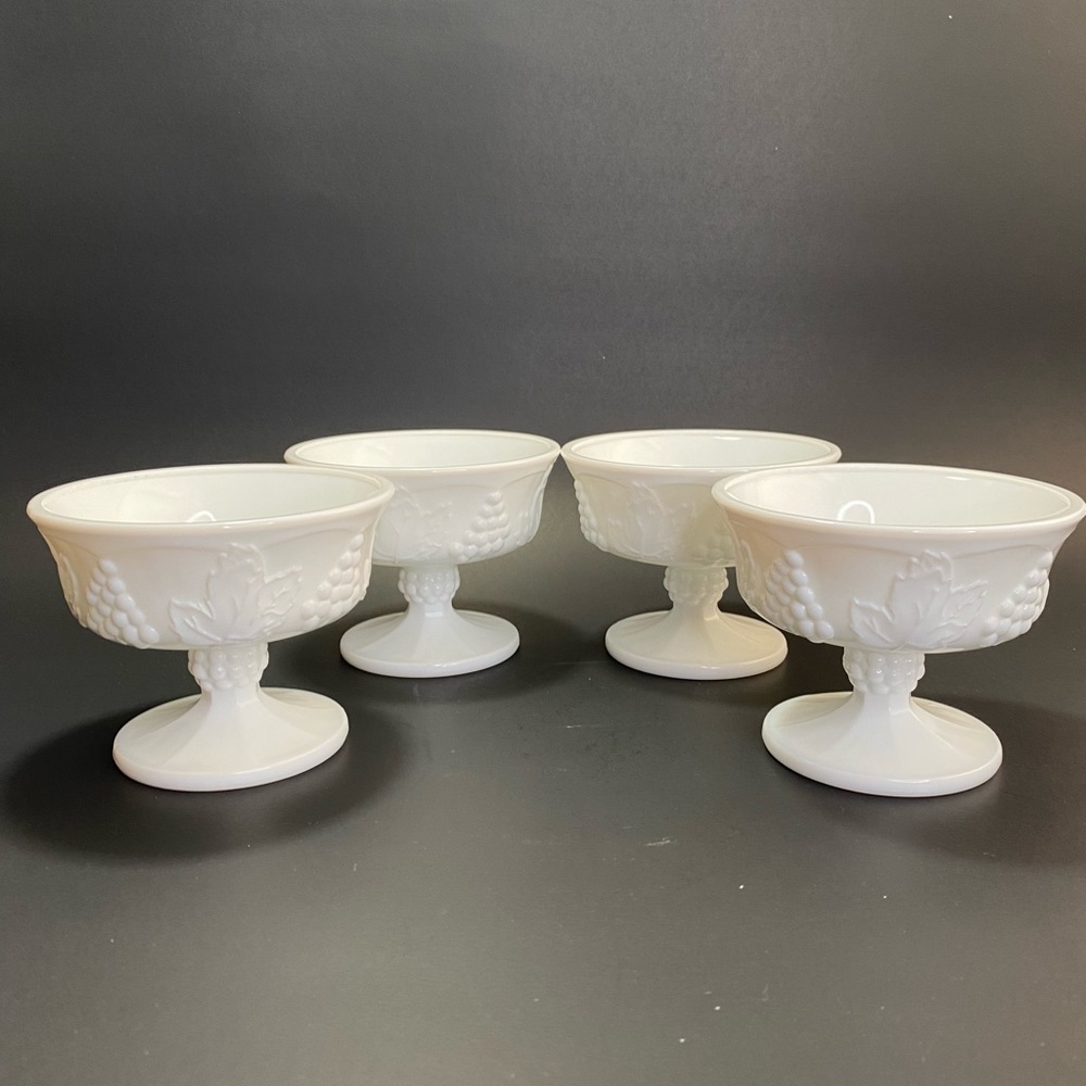 Indiana Colony Harvest Milk Glass Champagne/Tall ice cream Sherbet Set of 4